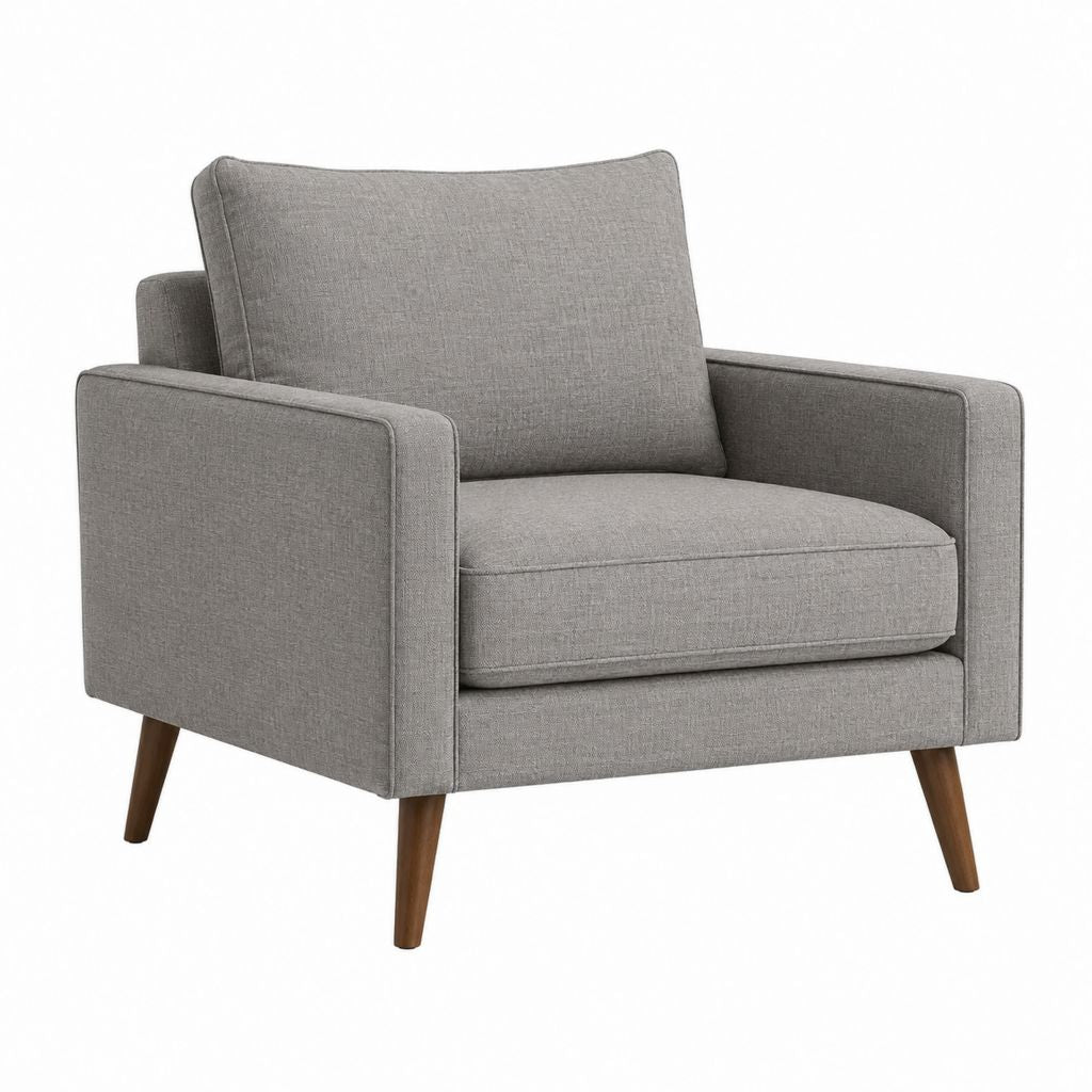 Sessel Grau mit Polyesterbezug und Massivholzfüßen 82 x 85 x 86 cm