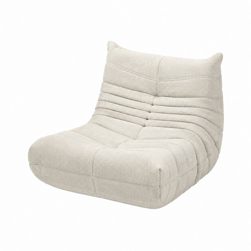 Loungesessel Creme Polyester-Bouclé Schaumstoff gepolstert 102 x 87 x 70 cm
