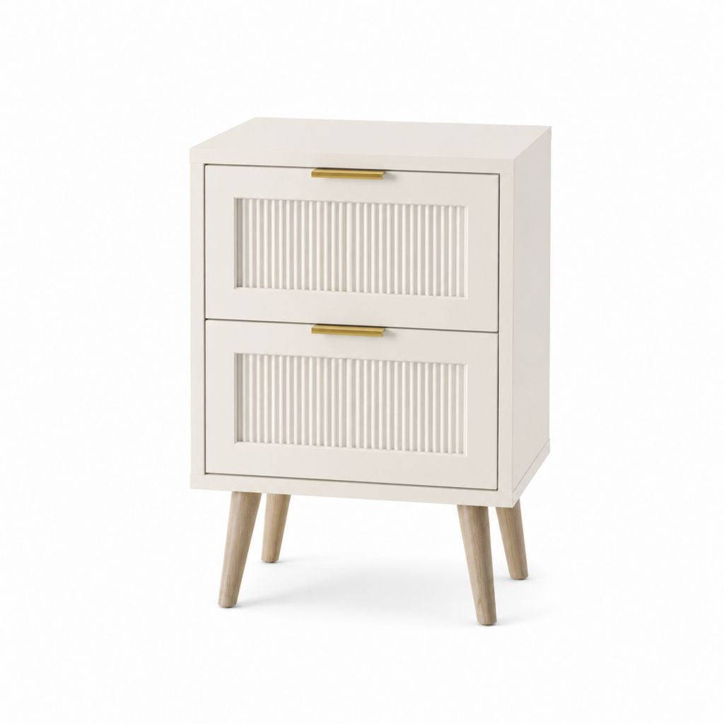 Nachttisch mit 2 Schubladen Weiß MDF rechteckig 50 x 40 x 65 cm