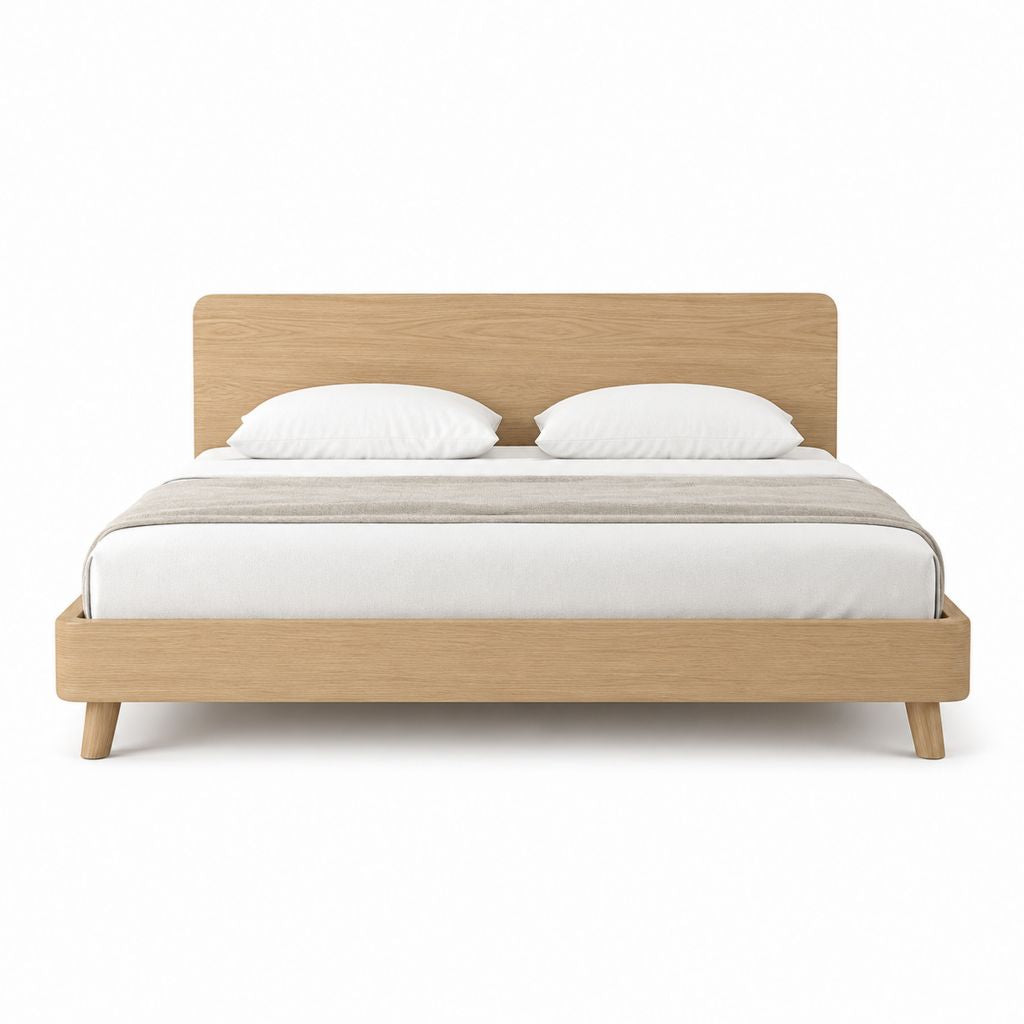 Stauraumbett Doppelbett Natur Eichenfurnier Rechteckig 160 x 200 cm