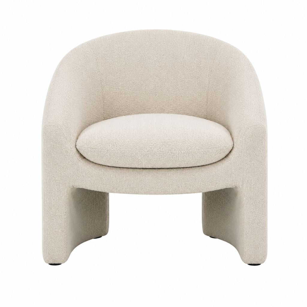 Bouclé-Sessel Beige aus Polyester mit abgerundeter Rückenlehne 68 x 65 x 75 cm