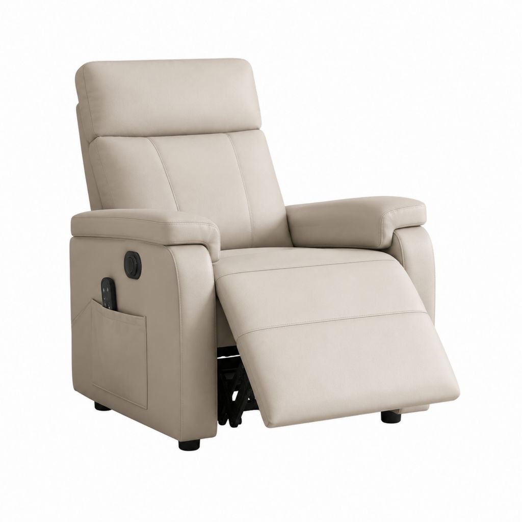 Elektrischer Fernsehsessel Relaxsessel Beige aus PU-Kunstleder mit Liegefunktion 90 x 92 x 104 cm