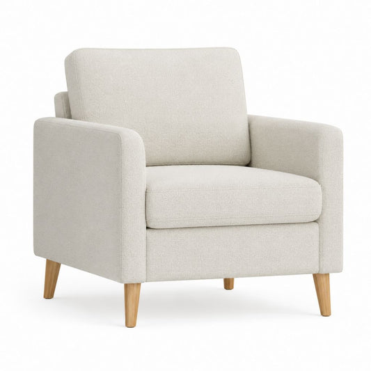 Wohnzimmersessel Cremeweiß mit Polyesterbezug Massivholzbeinen 82 x 84 x 86 cm