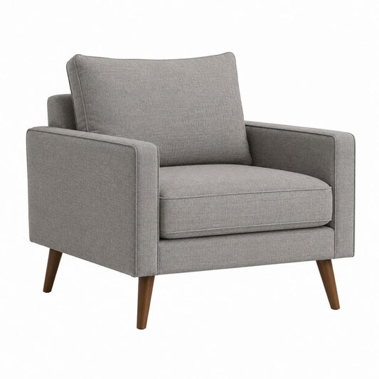 Sessel Grau mit Polyesterbezug und Massivholzfüßen 82 x 85 x 86 cm