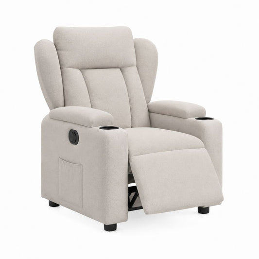 Manueller Relaxsessel Beige mit Polyesterbezug und Liegefunktion 90 x 100 x 105 cm