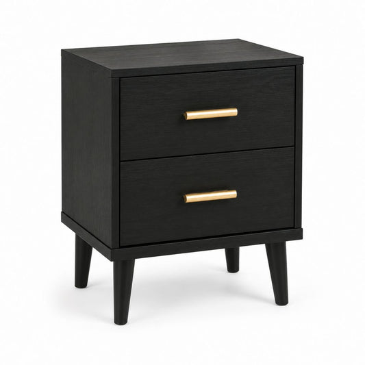 Nachttisch mit 2 Schubladen Schwarz MDF Rechteckig 45 x 40 x 60 cm