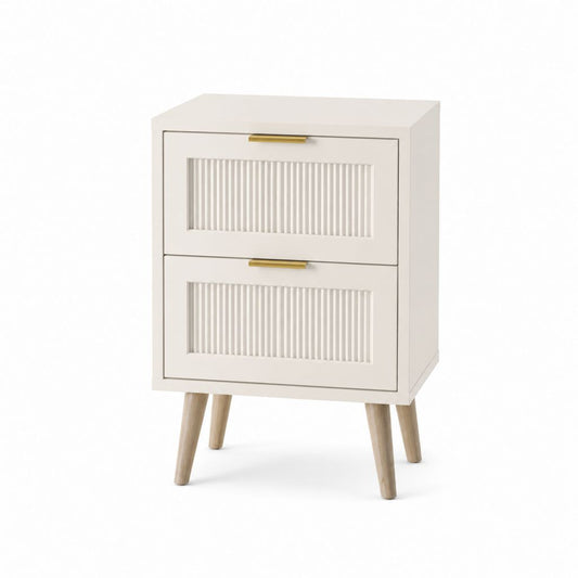 Nachttisch mit 2 Schubladen Weiß MDF rechteckig 50 x 40 x 65 cm