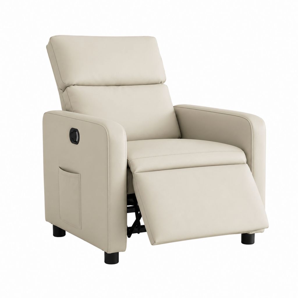 Relaxsessel mit manueller Liegefunktion Beige PU-Kunstleder 82 x 94 x 102 cm