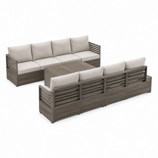 Gartenlounge Set 7-teilig Grau aus Akazien-Massivholz 218 x 72 x 70 cm