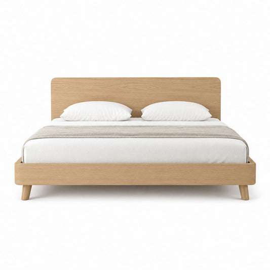 Stauraumbett Doppelbett Natur Eichenfurnier Rechteckig 160 x 200 cm