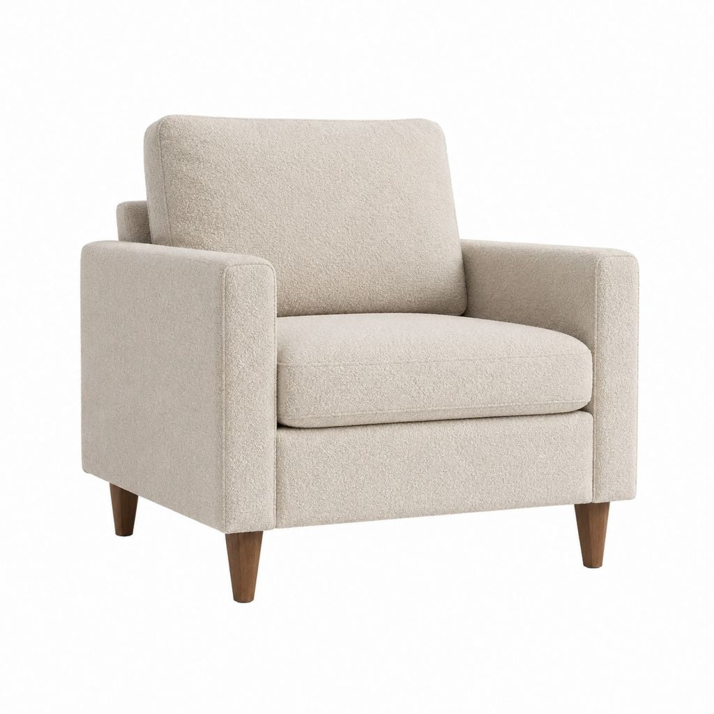 Sessel Beige Polyester-Bouclé Rechteckig 82 x 84 x 86 cm mit Armlehnen