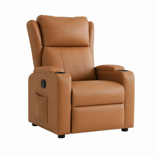 Relaxsessel mit Liegefunktion cognacfarbenes PU-Kunstleder 86 x 92 x 103 cm