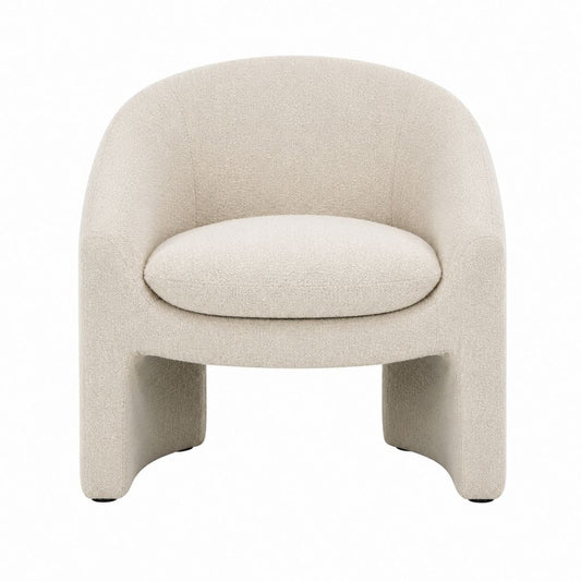 Bouclé-Sessel Beige aus Polyester mit abgerundeter Rückenlehne 68 x 65 x 75 cm